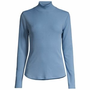 Elie Tahari Mockneck Long Sleeve Ribbed Top In Antwerp